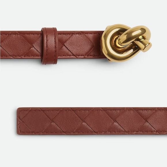 BOTTEGA VENETA Intrecciato Knot Belt Calfskin Sapele Brown 90cm NEW IN BOX $850